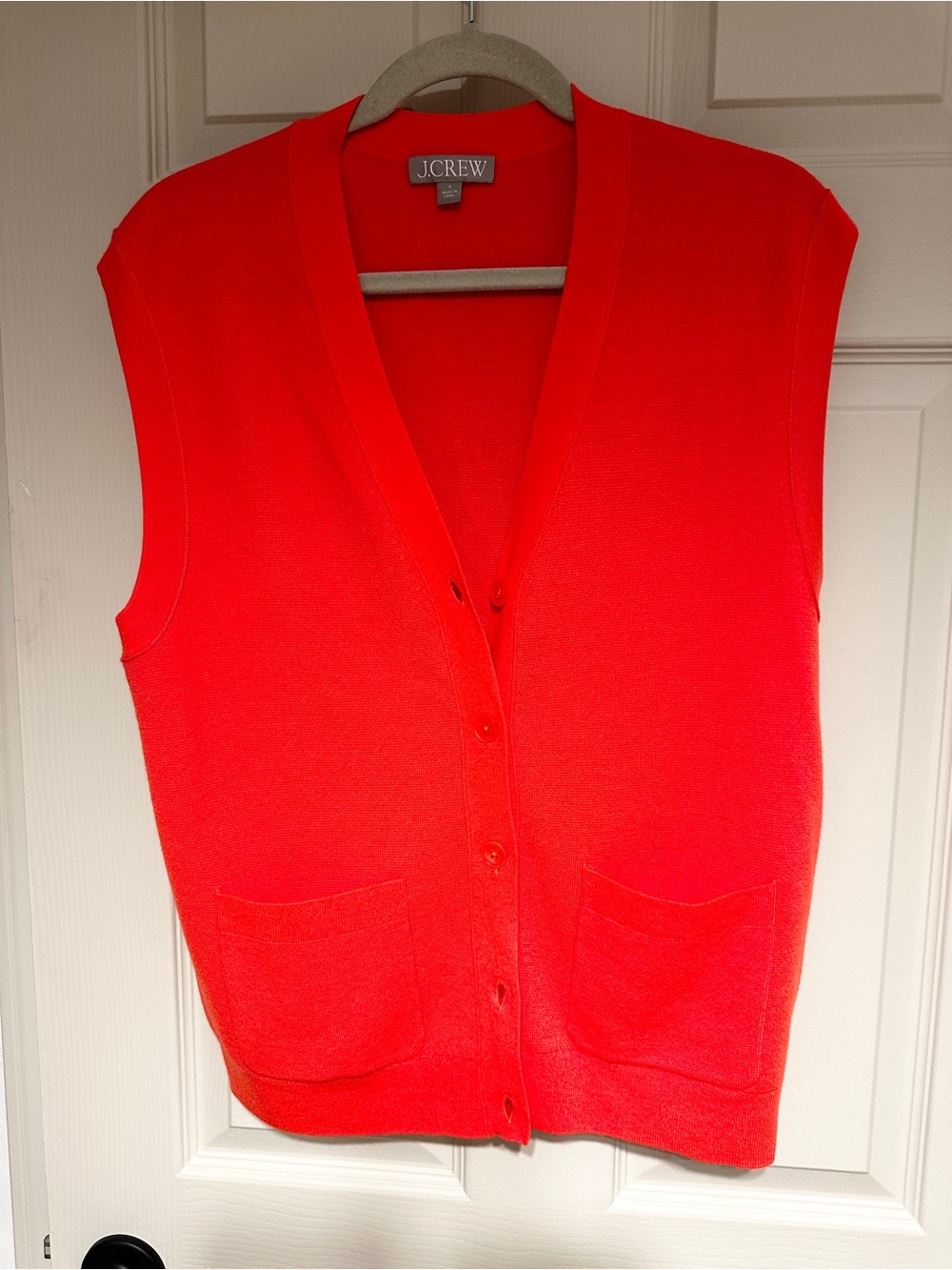 J. Crew Bright Red Sleeveless Button Cardigan Vest